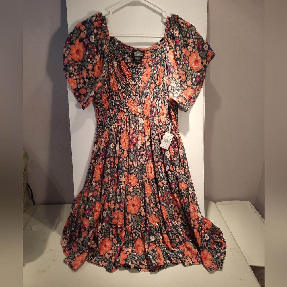 Angie Floral Mini Dress, Short Sleeve, Size Large
